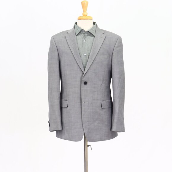 Tommy Hilfiger 40R Gray Solid 2-Button Sport Coat Blazer Jacket T173